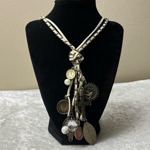 Long Boho Multi Pendant Statement Necklace